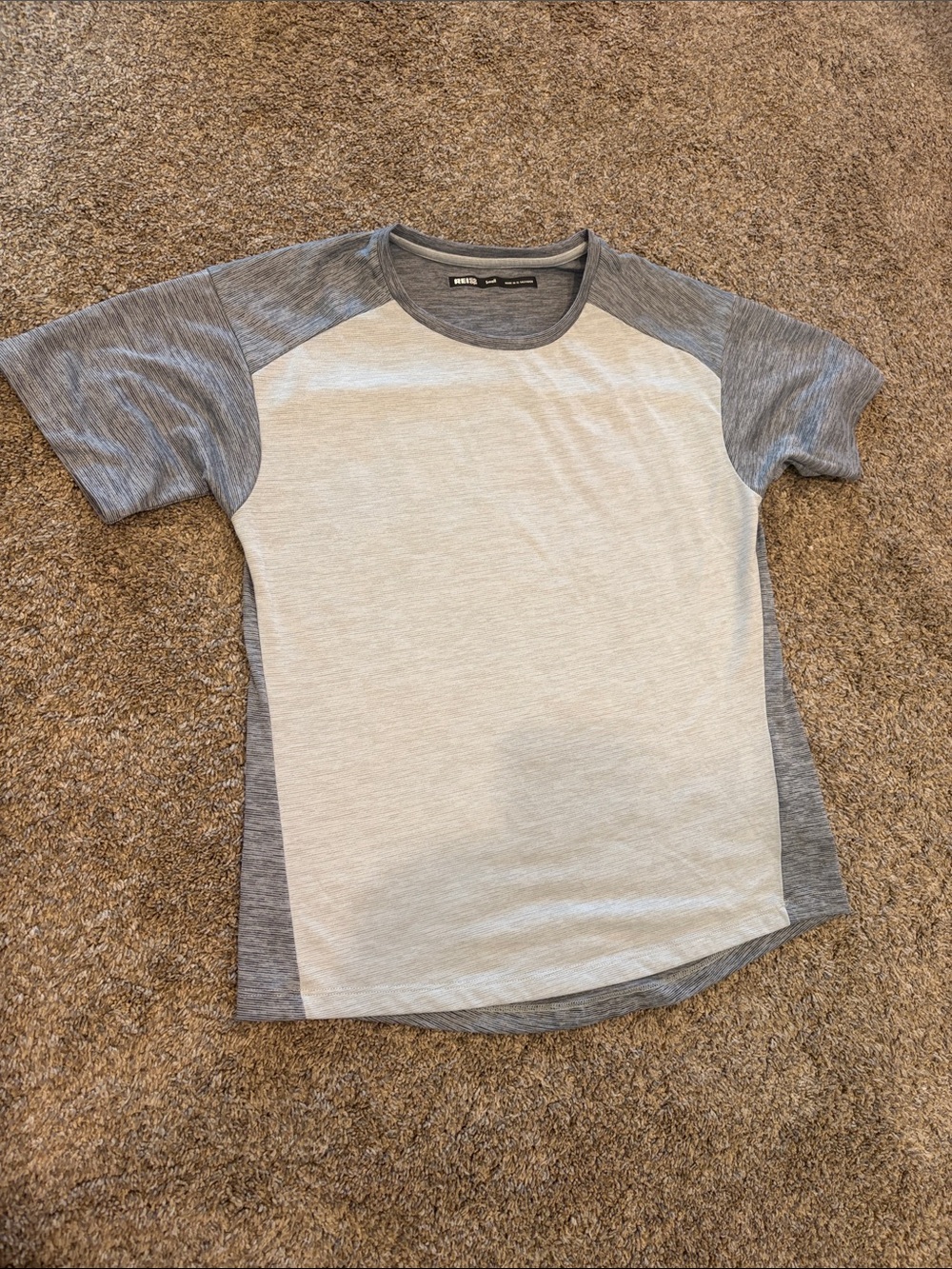 REI —Light Gray and Heather Gray Raglan Crew Neck Shirt